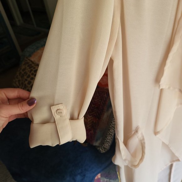 Sweet Rain Cream-Colored Sheer Chiffon Duster, Size Small - Picture 5 of 5